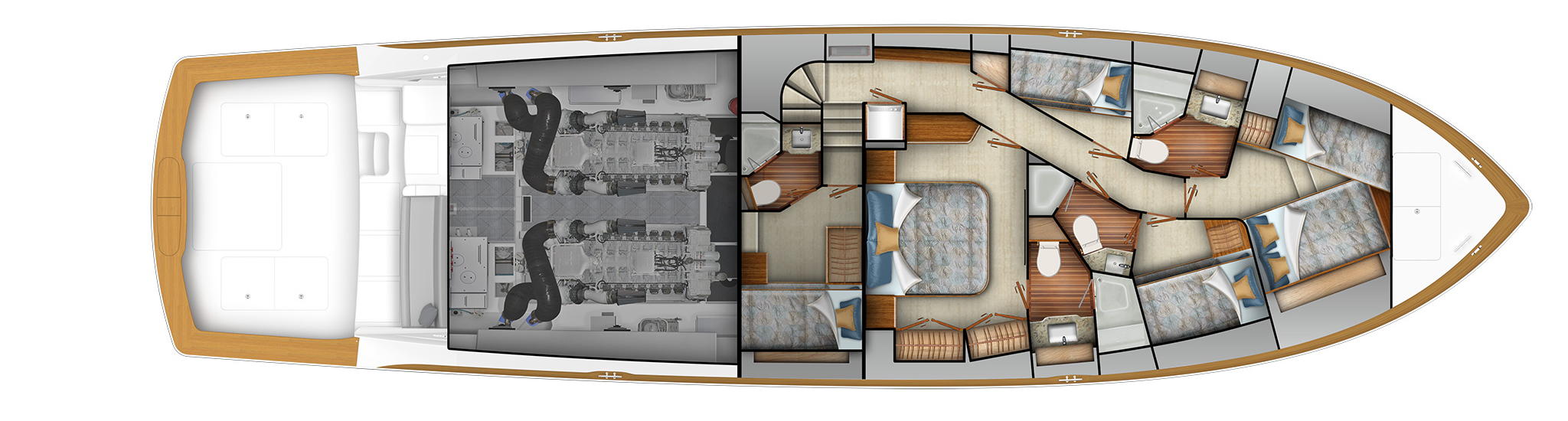 Five Stateroom Optional Crossover Layout